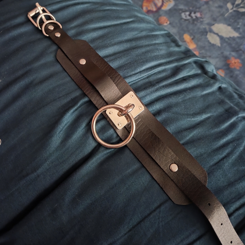 Black Choker with Silver Ring - Picture 2 of 2
